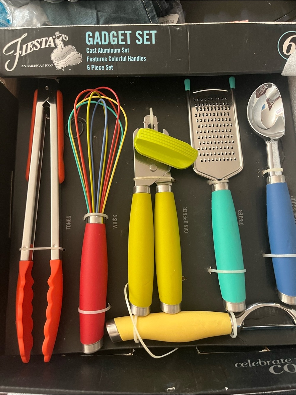 Fiesta Multi-Color Kitchen Gadget Set – Red, Yellow, Teal, Blue